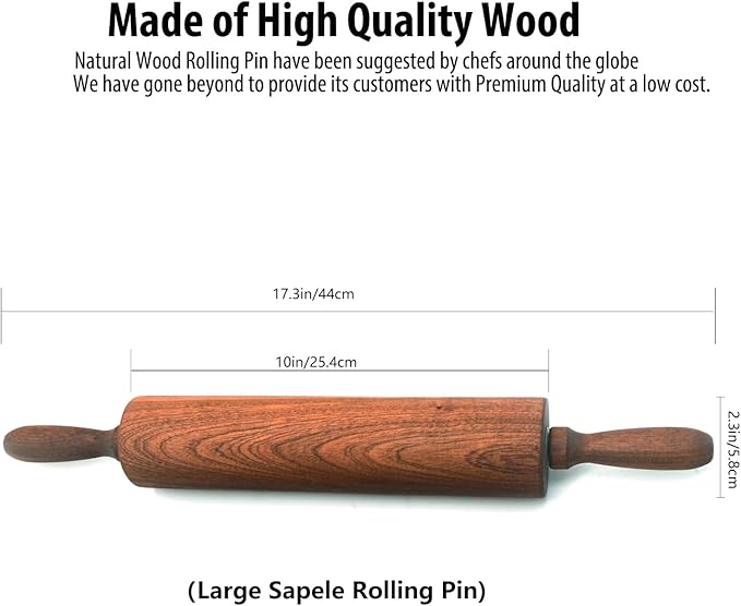 Classic Sapele Wooden Rolling Pin - Image 3
