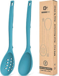Pack of 2 Silicone Cooking Spoons, Non Stick Solid Kitchen Spoon by BUNDLEPRO