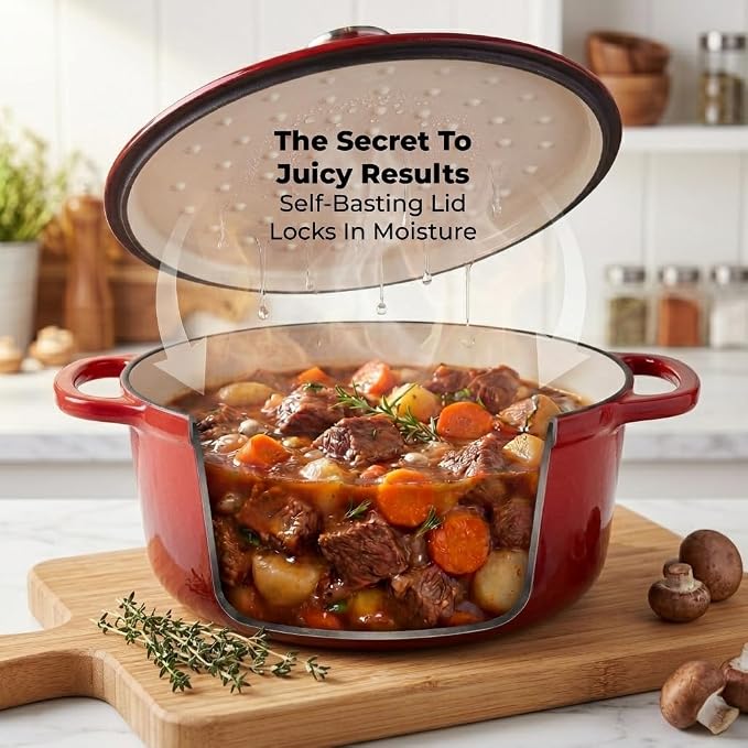 Zulay Kitchen 6.4QT Enameled Cast Iron Dutch Oven Pot - Image 3