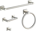 Brushed Nickel Bathroom Hardware Set 4 Pieces, Towel Bar Set Stainless Steel by bluebyrne