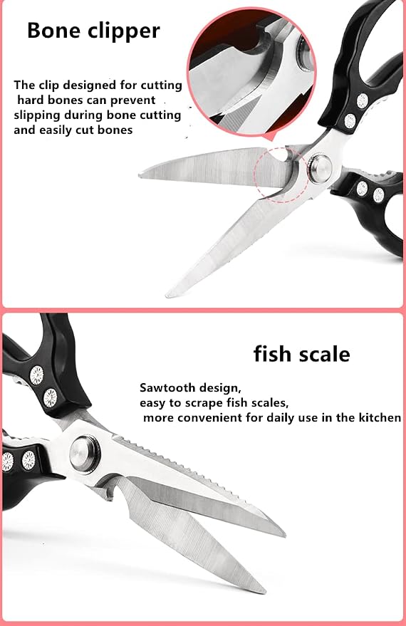 AWinjoy Heavy Duty Sharp Kitchen Scissors, Dishwasher Safe, Cooking Shears - Image 4
