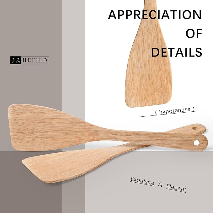 2PCS Wooden Spatulas for Cooking, 12.8inch Coated Schima Wood Turners for Frying - Image 3