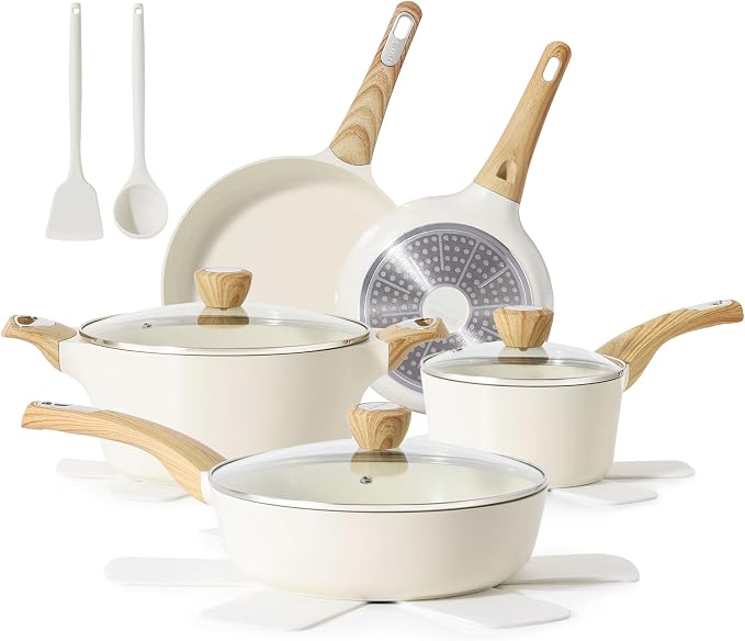SENSARTE Ceramic Cookware Sets, Pots and Pans Set Non stick, Granite Induction by SENSARTE