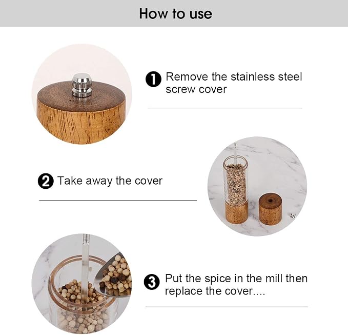 XWXO Premium Acrylic Salt and Pepper Grinder Set, Manual Salt and Pepper Mills- - Image 4