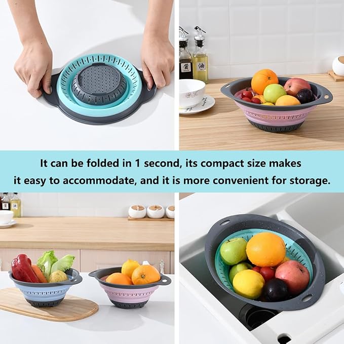 Collapsible Colander and Strainer, Silicone Strainer Colanders & Food Strainers - Image 5