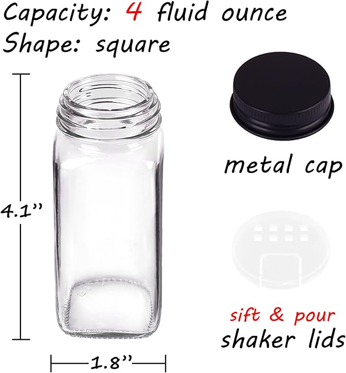 Churboro 66 Spice Jars with 547 Labels- Glass Spice Jars with Black Metal Caps - Image 3