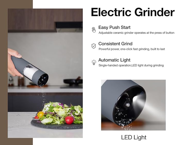 Stainless Steel Electric Salt and Pepper Grinder Set - Image 2