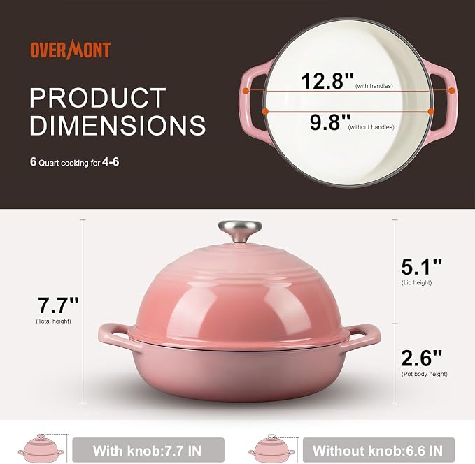 Overmont Enameled Cast Iron Bread Oven - 6QT Bread Dutch Oven - Image 5