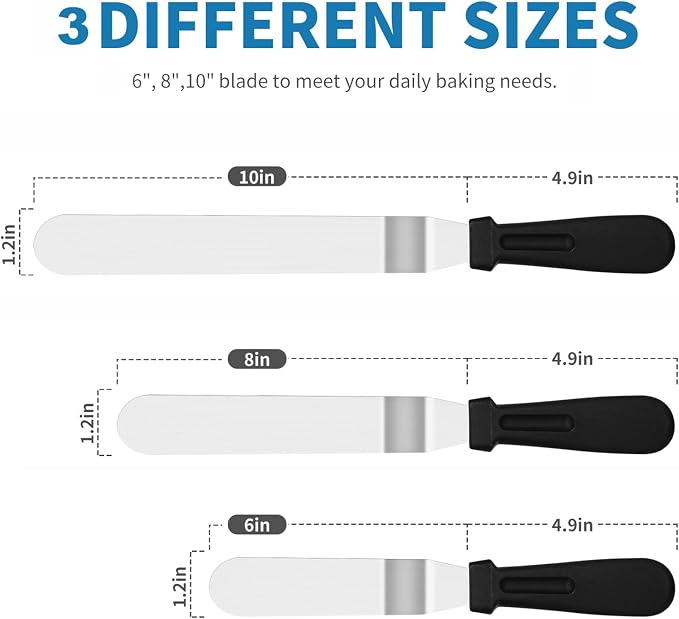 3 PCS Icing Spatulas, Offset Spatula, Stainless Steel Cake Decorating Spatulas - Image 2