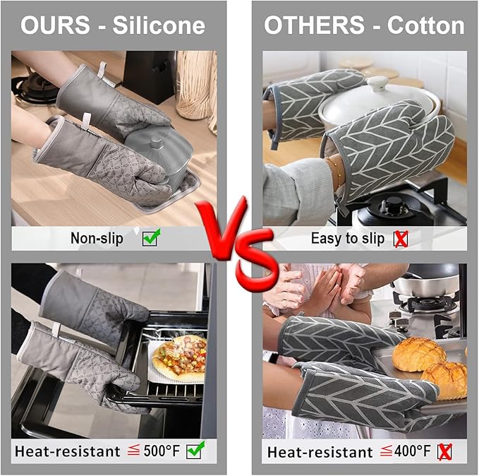KEGOUU Oven Mitts and Pot Holders 6pcs Set, Kitchen Oven Glove High Heat - Image 4