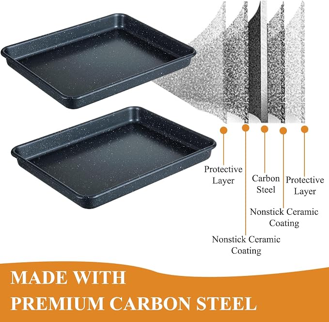 Walooza 11 Inch Nonstick Baking Sheets Set of 2, Carbon Steel Cookie Sheets - Image 4