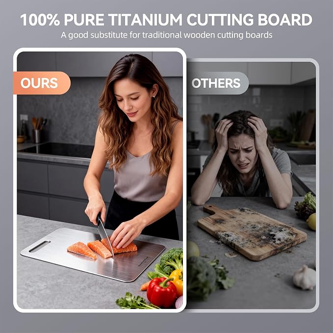 Titanium Cutting Boards, 100% Pure Titanium Kitchen Cutting Board, Double-Sided - Image 2