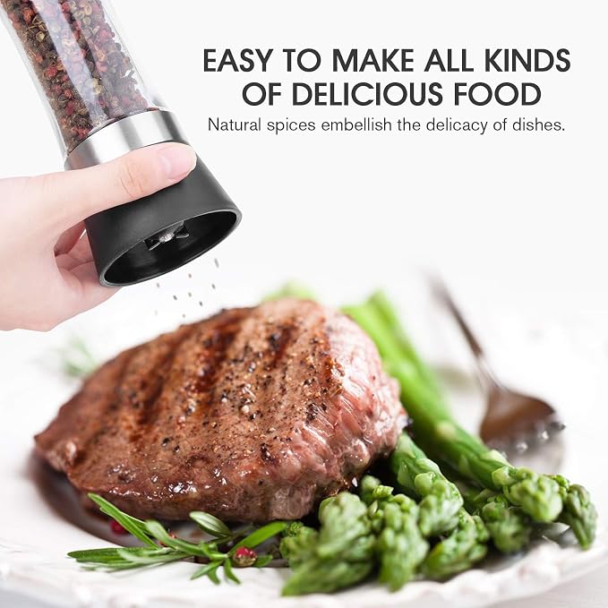 Hotder Premium Pepper and Salt Grinder Set of 2-Refillable Coarseness - Image 7