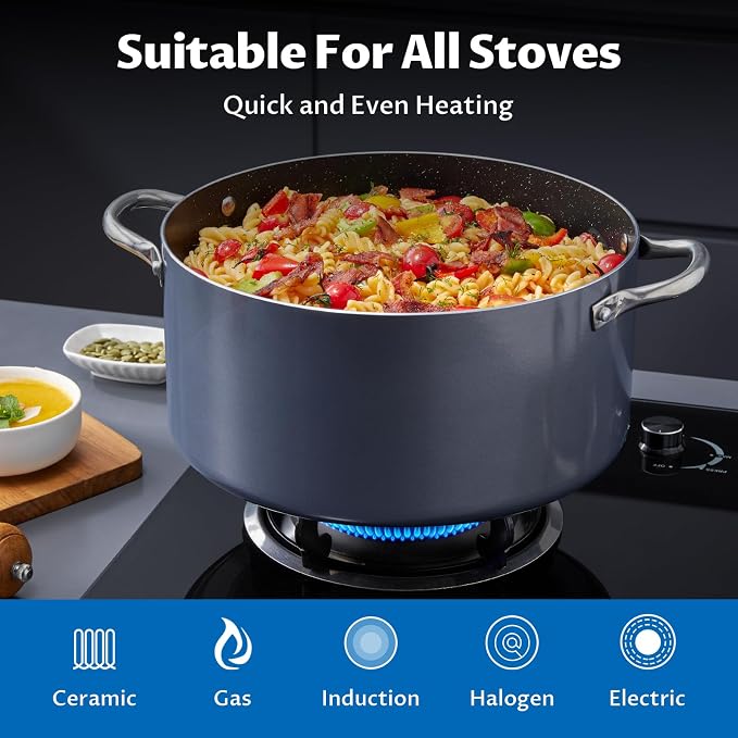 BEZIA 6 Quart Cooking Pot, Non Stick Induction Stock Pots - Image 4