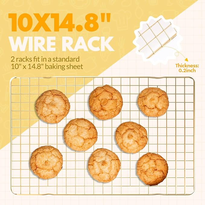 2 PCS Cooling Racks for Cooking and Baking, 14.8x10 Inches Stainless Steel - Image 2