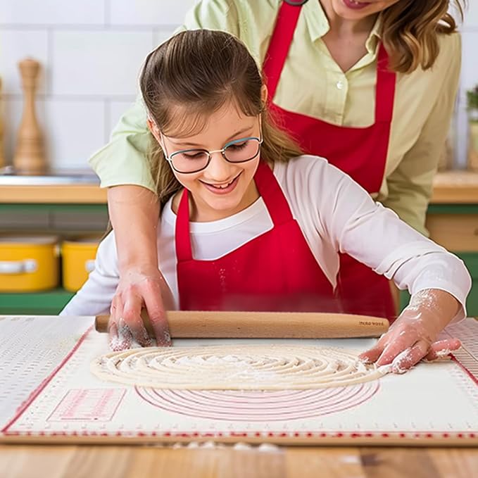 Muso Wood French Rolling Pin and Silicone Baking Mat Set, 15.75 Inch Beech Wood - Image 7