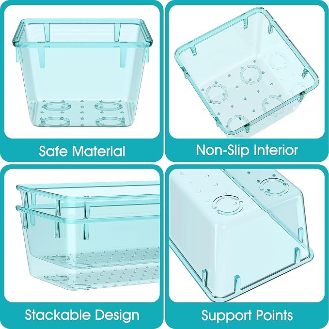 StorMiracle 13 PCS Clear Plastic Drawer Organizers Set, 4 Size Desk Drawer - Image 3
