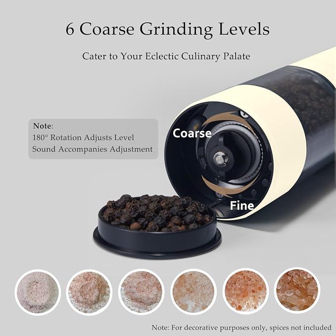 Electric Salt and Pepper Grinder Set, USB Rechargeable, Automatic Salt and - Image 5