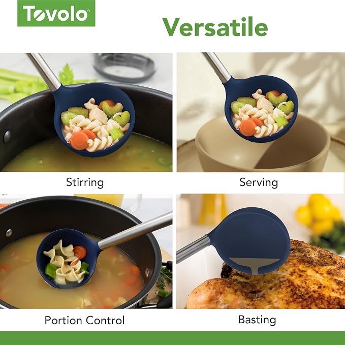 Tovolo Silicone Ladle With Stainless Steel Handle Deep Soup Ladle - Image 4