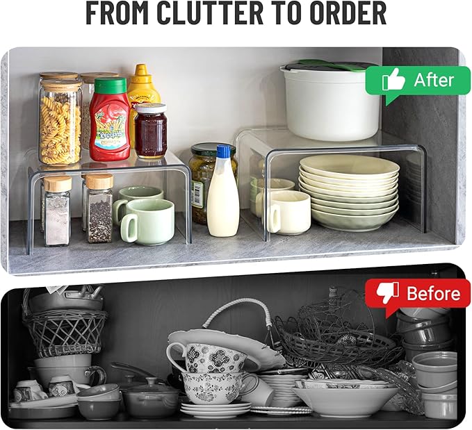 Clear Spice Rack Shelves, Pantry Organizers and Storage Set of 4, Display Shelf - Image 5