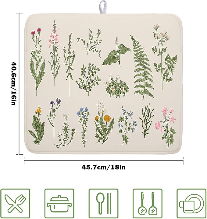 Kawani Sage Flower Herbs Dish Drying Mat - Image 2