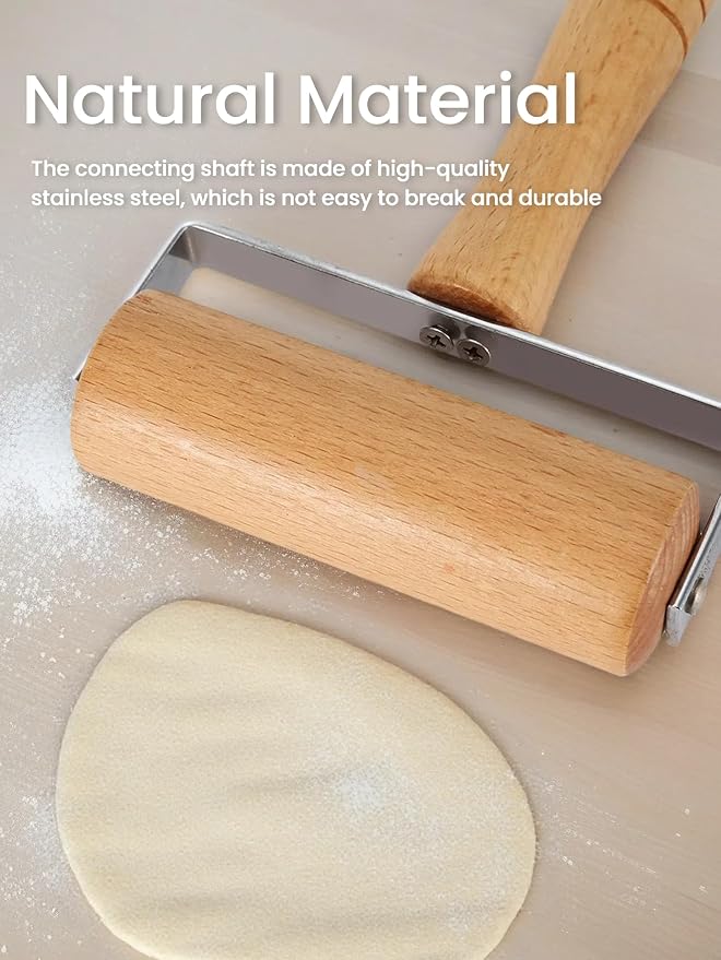 Pizza Rolling Pin, Small Rolling Pin, Non-Stick Wooden Dough Roller - Image 5