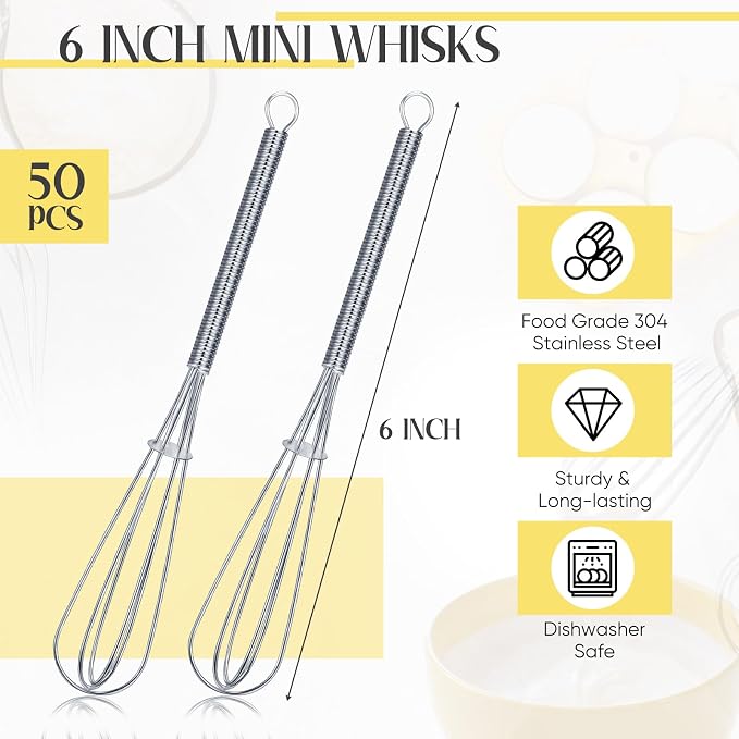 Baderke 50 Pcs Mini Whisk Bulk Small Whisks - Image 2