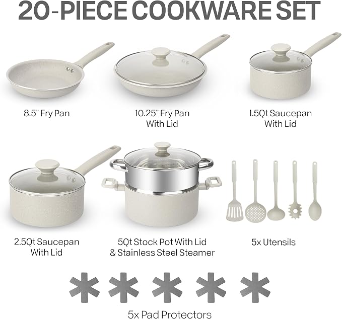 Granitestone 20 Pc Pots and Pans Set Non Stick Cookware Set - Image 2
