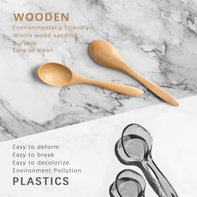 2 PCS Small Wooden Spoons, 5.8 Inch Honey Spoons - Image 3