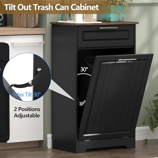 Single 10 Gallon Tilt Out Trash Can Cabinet - Image 4