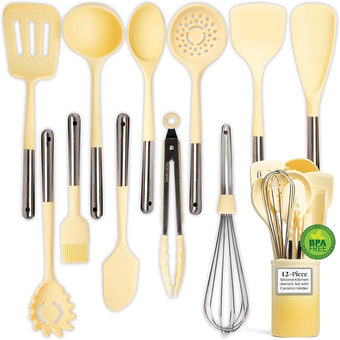 Larder & Vine 12-Piece Silicone Kitchen Cooking Utensils Set by LarderVine