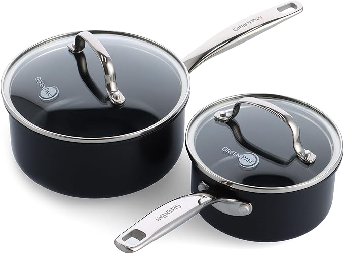 GreenPan Prime Chatham 1QT & 2QT Saucepan Pot Set by GreenPan