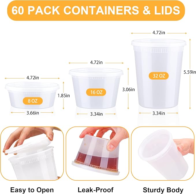 BYSNOW 60 Sets Deli Containers - Image 2
