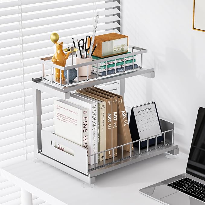 Under Sink Organizer, Heavy Duty Metal Pull Out Cabinet Organizer Slide Out - Image 6