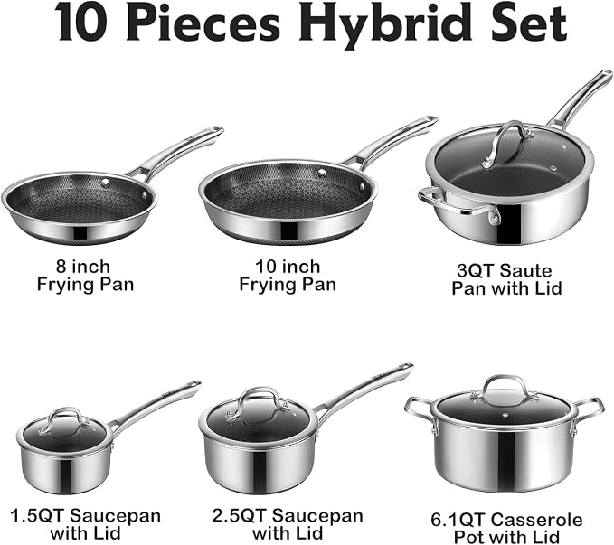 Non Stick Frying Pans Set, Hybrid Pans Set Nonstick, Pan - Image 6