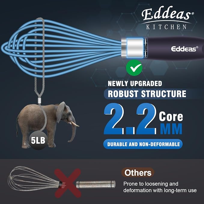 Eddeas Silicone Whisk, 500°F Heat Resistant Non Scratch Coated Whisks - Image 7