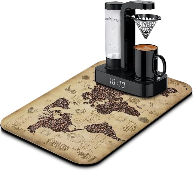 Fun Coffee Mat 19inx12in, Coffee Bar Mat by Kuyig+Home