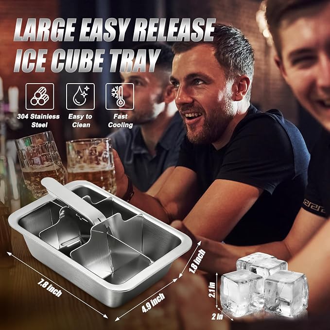 Ice Cube Trays, 4 Pack Large 6-cube Stainless Steel Ice Cube Trays - Image 2