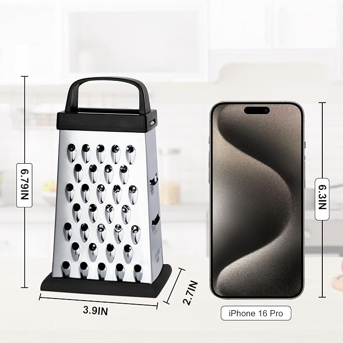 Cheese Grater, Mini Size 4-Sided Stainless Steel Grater, Food Shredder - Image 2