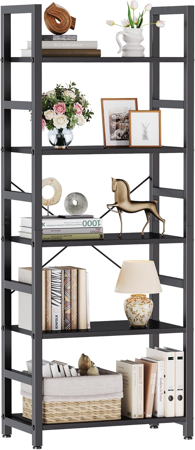 DUMOS 5-Tier Bookshelf, Modern Tall Bookcase, Open Storage Display Shelf by DumosLifestyle