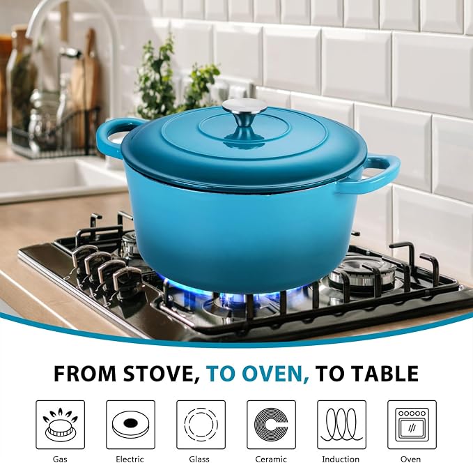 E-far 6 Quart Dutch Oven, Enameled Cast Iron Dutch Oven Pot - Image 5