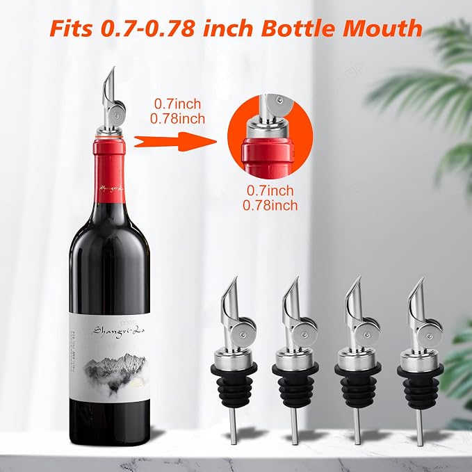 6PCS Liquor Bottle Pourers, Auto Flip Olive Oil Dispenser Spout, Weighted - Image 2