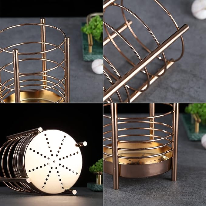 Copper Kitchen Utensil Holder for Kitchen Counter, Stainless Steel Utensil - Image 7
