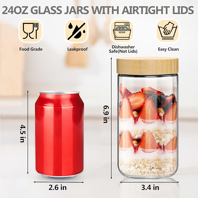 TBWIND 4 Pack 24oz Glass Jars - Image 5
