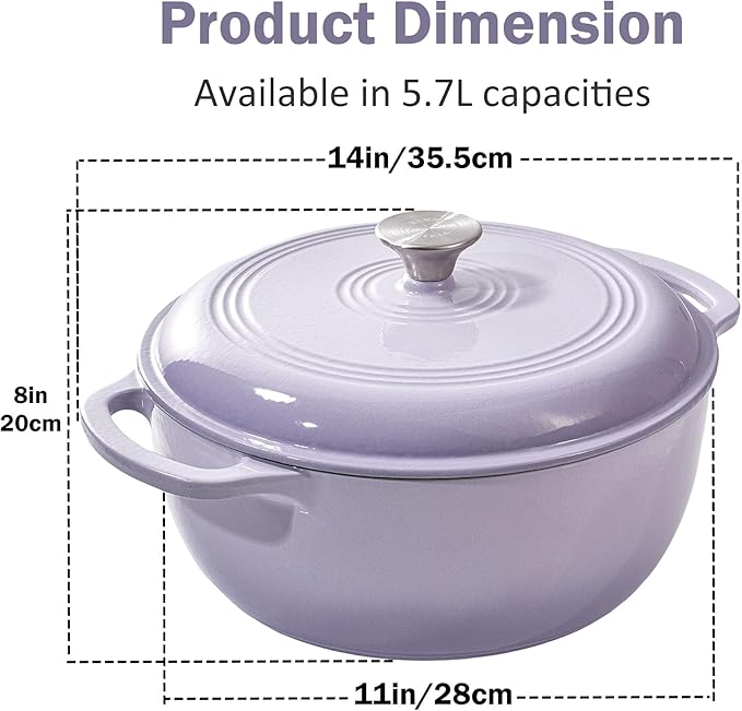 Vivicreate 6 Quart Enameled Cast Iron Dutch Oven Pot - Image 4