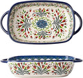 Vintage Style Tulip Flower Pattern Ceramic Bakeware Casserole Dish Baking Pan by Bicuzat