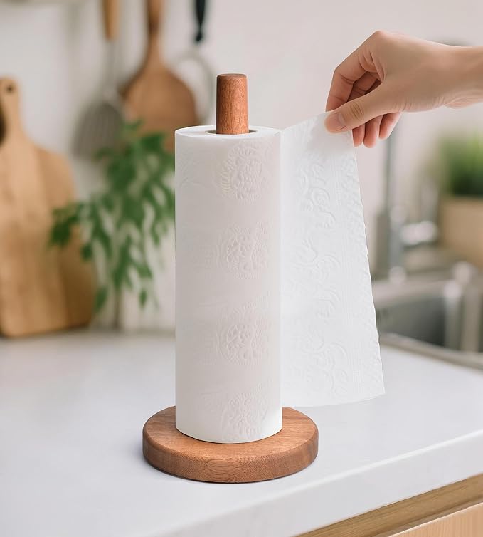 KitchLife Acacia Wooden Paper Towel Holder Countertop, Large Size - Image 8