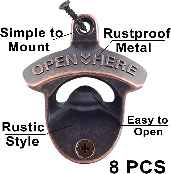 8 PCS Bottle Opener Wall Mount, Vintage Screw in Cola Opener Bulk - Image 2