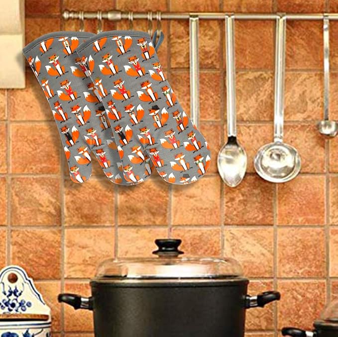 Oven Mitts Gloves 1 Pair Heat Resistant 480 ℉ Non Slip Clear Silicone Printed - Image 8