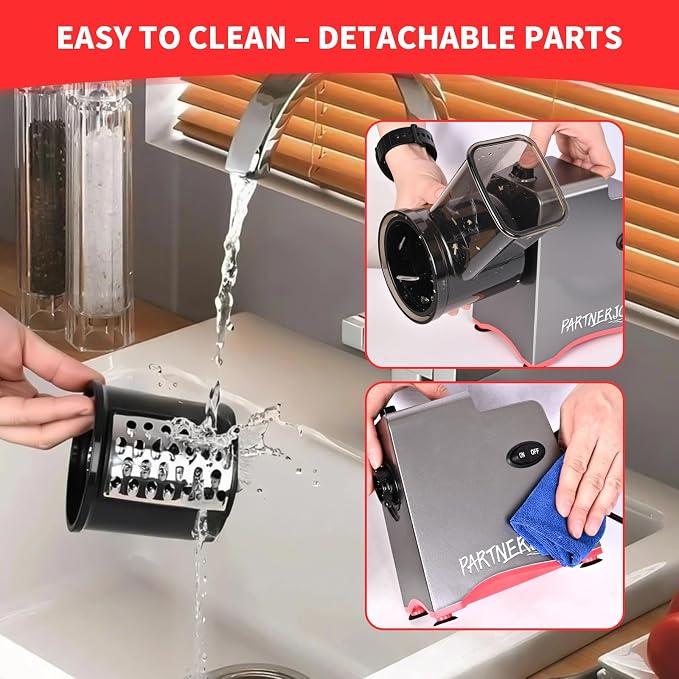 Electric Cheese Grater, 250W Electric Professional Salad Maker & Vegetable - Image 7